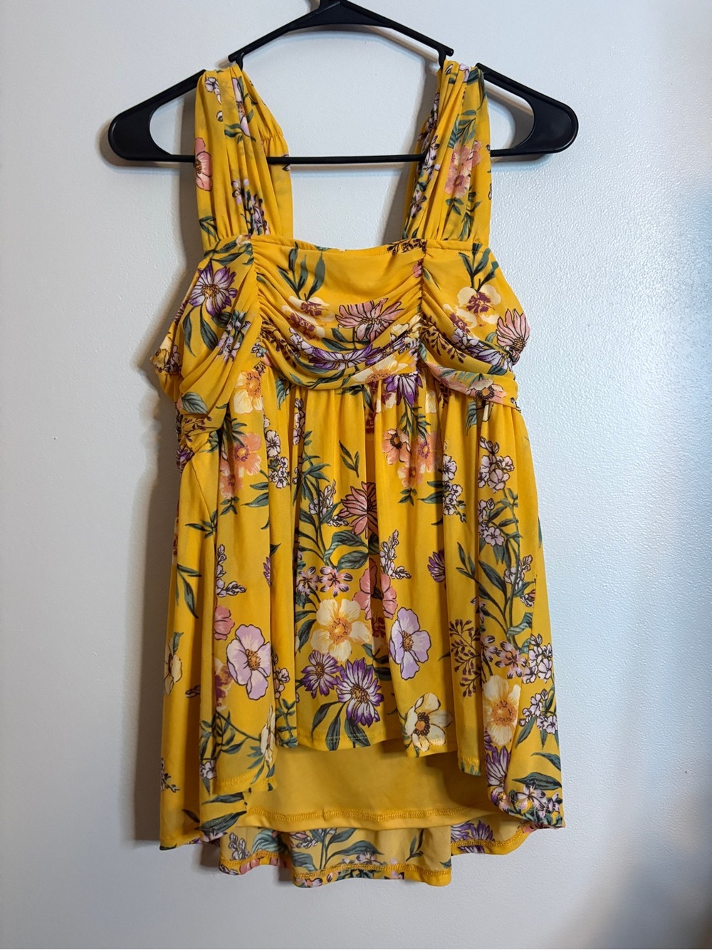 torrid Yellow Floral Ruched Bust Tank Top